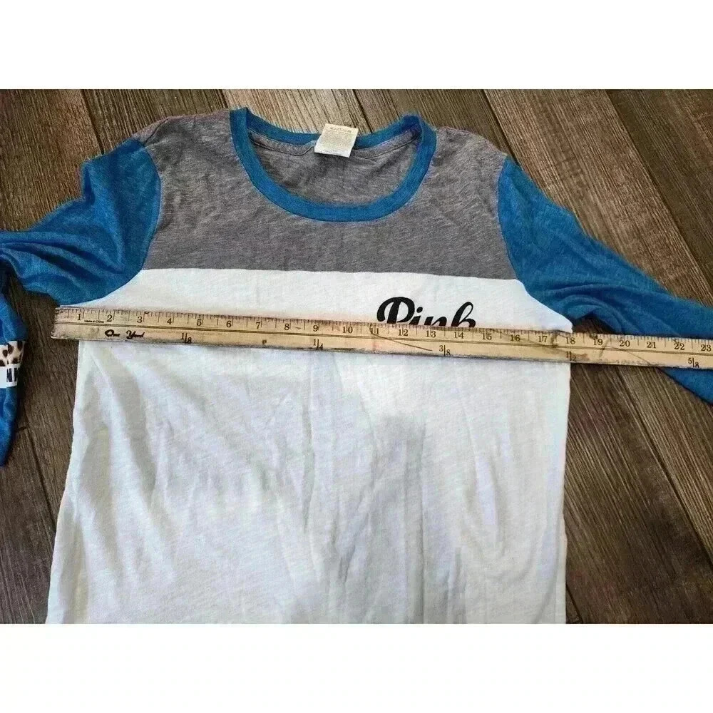 Victoria’s Secret Pink Cheetah Leopard Print Long Sleeve Tee Shirt Size Small - Picture 3 of 5